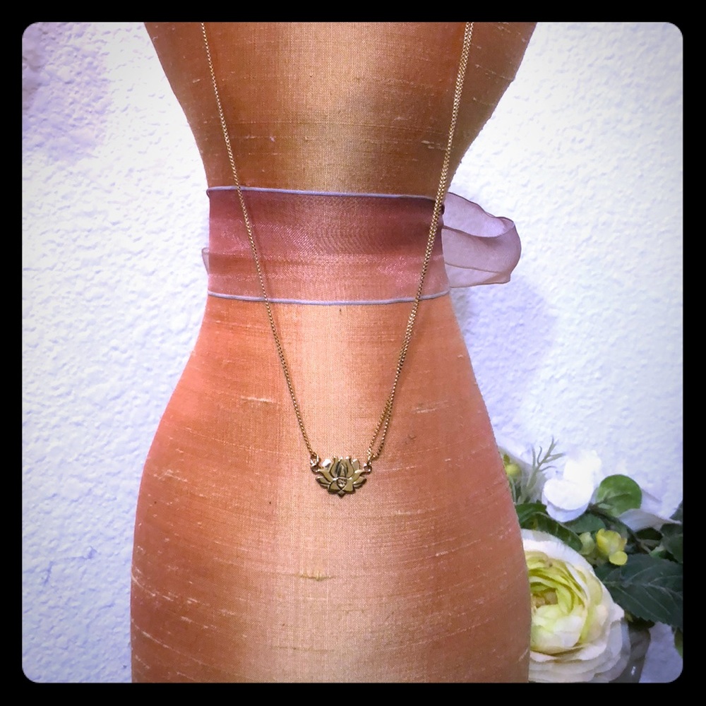 Alex and Ani Lotus Pull Chain Gold Necklace